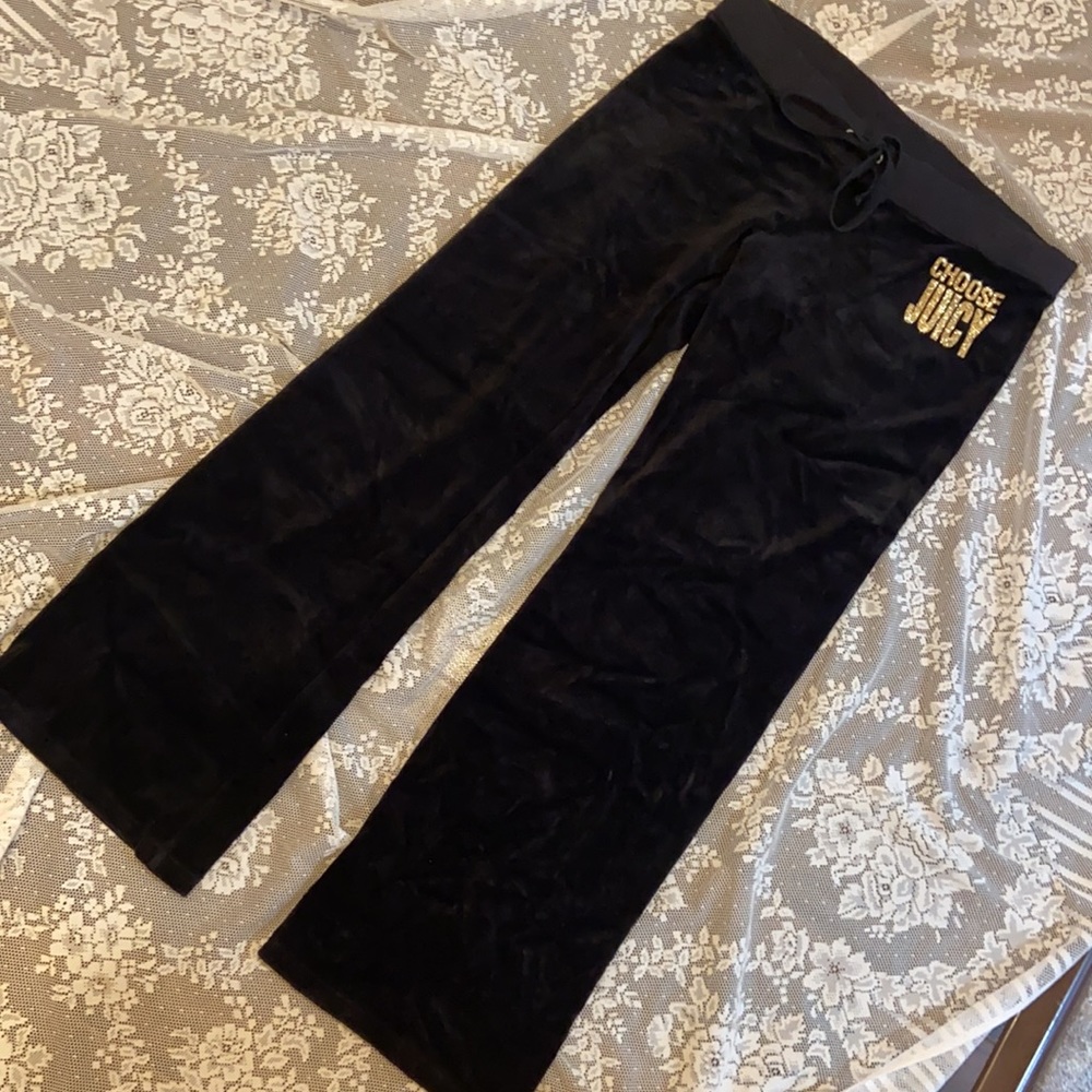 Y2K Juicy Couture Black VELOUR Tracksuit Set CHOOSE JUICY GOLD BLING OUTFIT - Picture 14 of 17